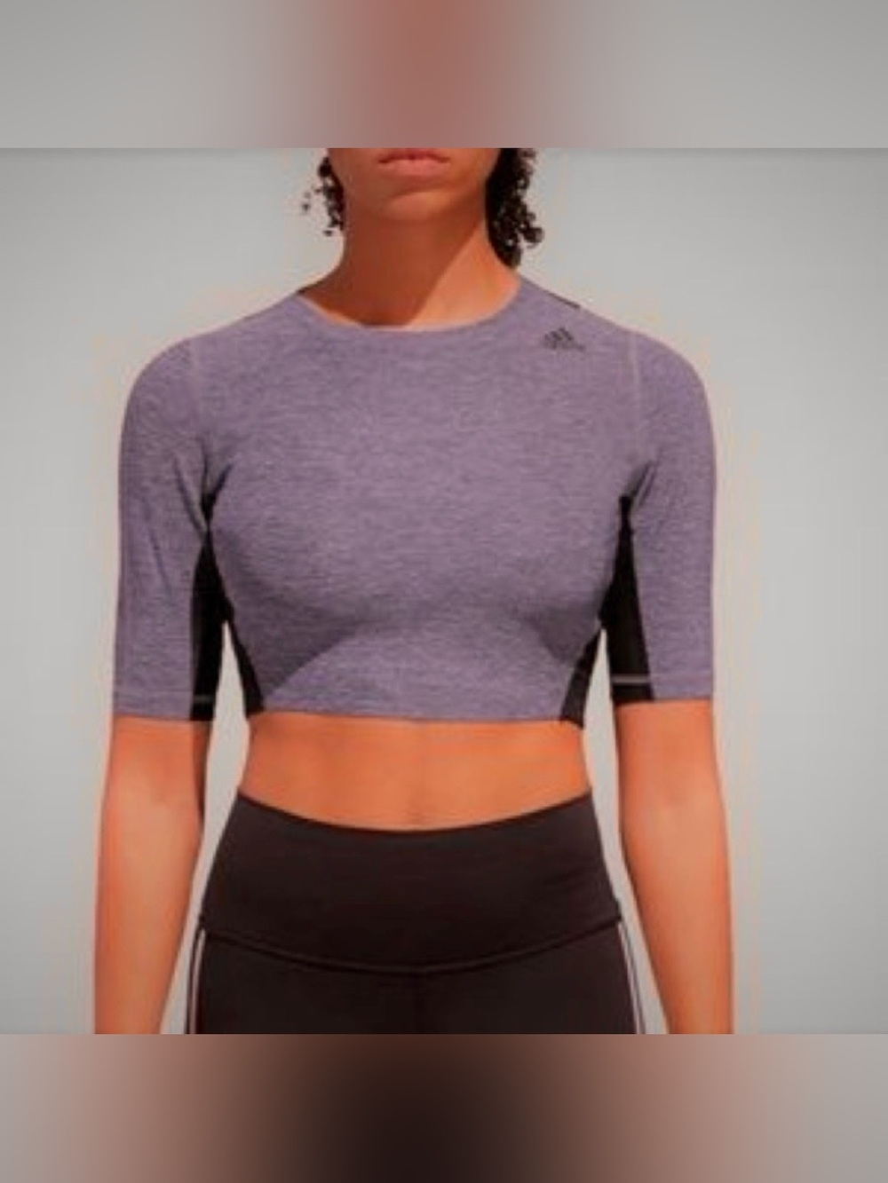 Adidas crop top tee spacedye womens medium athletic mesh panels short sleeve